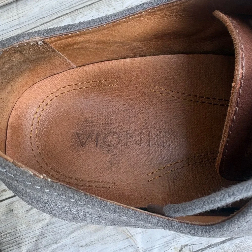 Vionic Graham Derby Shoes Men 11 Grey Suede Lace Up Oxford Orthotic Comfort